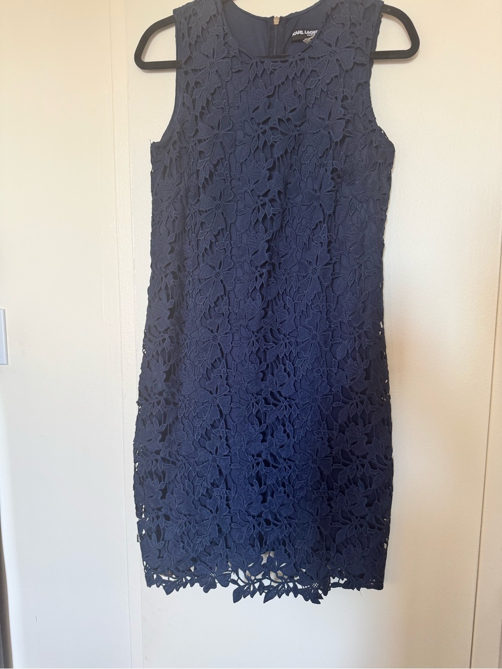 Karl Lagerfeld Navy Floral Lace Shift Dress